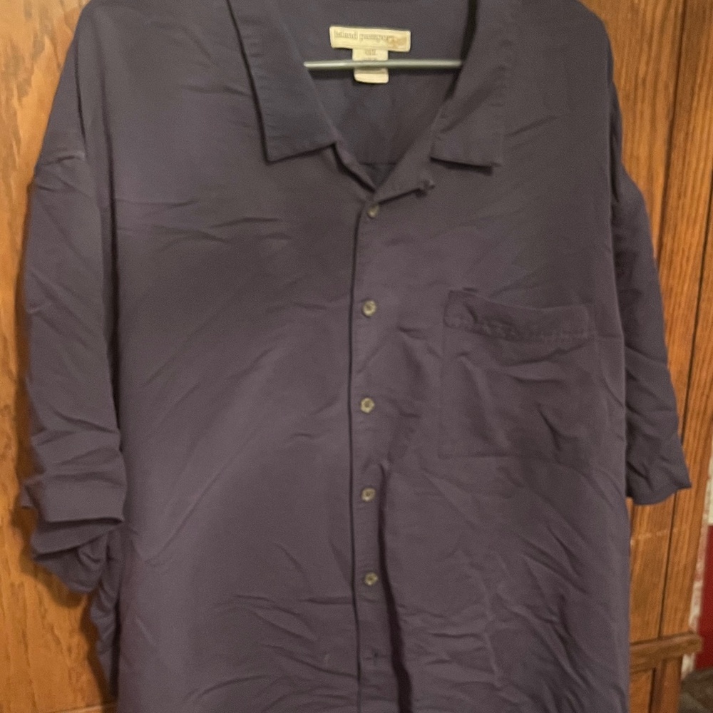 4XL Men's Island Passport Navy Short Sleeve Button Down Shirt